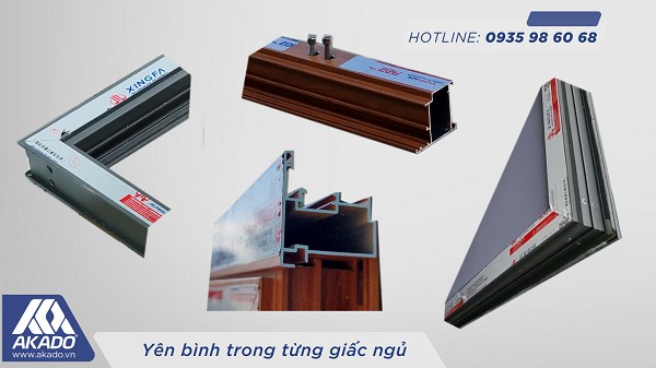 Mặt cắt của khung nhôm cửa cánh mở an toàn